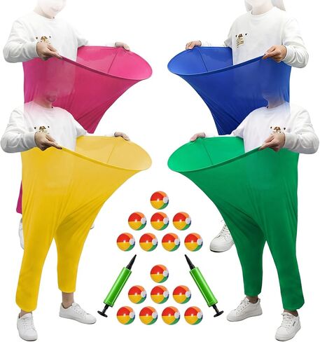 4-Color Team Granny Pants Yard Game with 16 Balls & 2 Pumps - Complete Adult Party Set for 8+ Players, Backyard & Outdoor Group Games for Family & Friends Gatherings in Saudi Arabia
