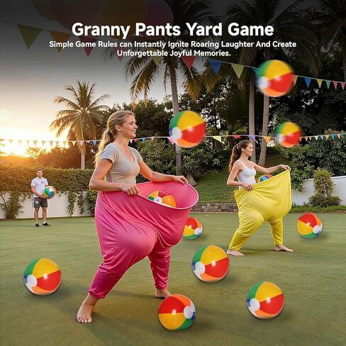 4-Color Team Granny Pants Yard Game with 16 Balls & 2 Pumps - Complete Adult Party Set for 8+ Players, Backyard & Outdoor Group Games for Family & Friends Gatherings in Saudi Arabia