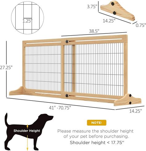 PawHut 72" W x 27.25" H Extra Wide Freestanding Pet Gate with Adjustable Length Dog, Cat, Barrier for House, Doorway, Hallway, Gray in Saudi Arabia