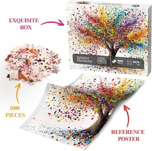 Colorful Flower Tree Puzzle 1000 Pieces for Adult, Rainbow Butterfly Floral Jigsaw Puzzle, Nature Tree of Life Puzzle for Home Decor in Saudi Arabia