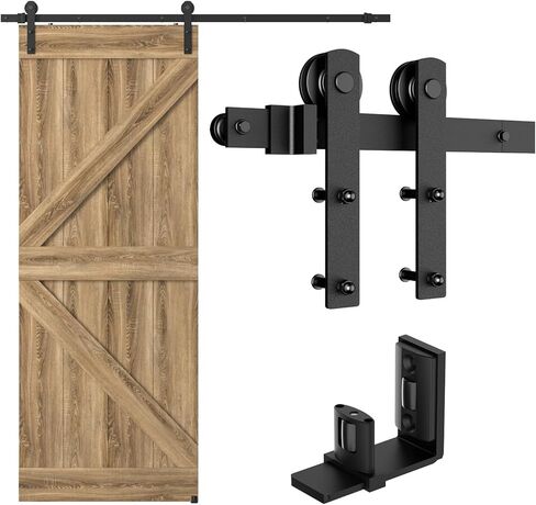 72"/6FT Sliding Barn Door Hardware Kit with Adjustable U Shape Barn Door Floor Guide, Wall Mount Rail, Splicing Track Kit (Door not Included) in Saudi Arabia
