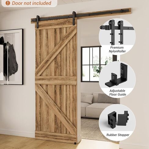 72"/6FT Sliding Barn Door Hardware Kit with Adjustable U Shape Barn Door Floor Guide, Wall Mount Rail, Splicing Track Kit (Door not Included) in Saudi Arabia