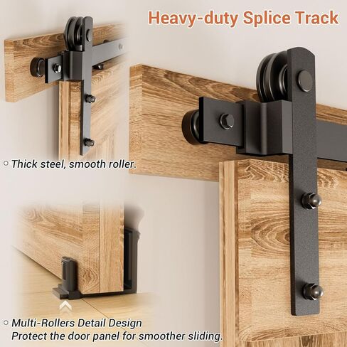 72"/6FT Sliding Barn Door Hardware Kit with Adjustable U Shape Barn Door Floor Guide, Wall Mount Rail, Splicing Track Kit (Door not Included) in Saudi Arabia