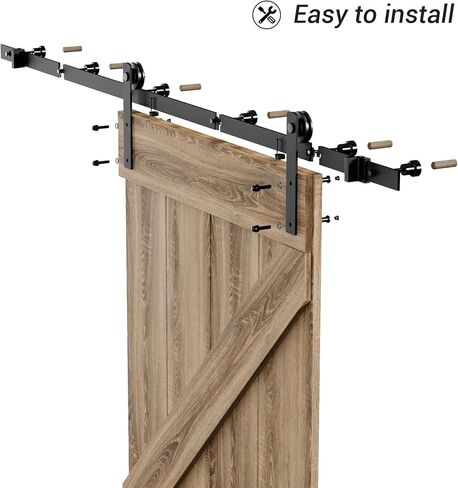 72"/6FT Sliding Barn Door Hardware Kit with Adjustable U Shape Barn Door Floor Guide, Wall Mount Rail, Splicing Track Kit (Door not Included) in Saudi Arabia