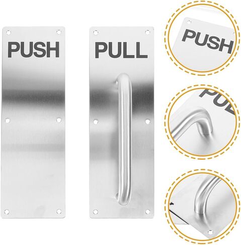 NUOBESTY Push Pull Stainless Steel 304 Door Plate Handle for Industrial and Commercial Doors Metal Pull Handle Suitable for Warehouse Office Garage and Public Use in Saudi Arabia