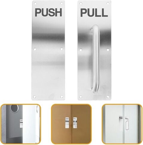 NUOBESTY Push Pull Stainless Steel 304 Door Plate Handle for Industrial and Commercial Doors Metal Pull Handle Suitable for Warehouse Office Garage and Public Use in Saudi Arabia