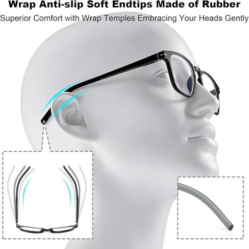 Missfive 2Pack Versatile Progressive Multifocus Reading Glasses Men, Anti-Blue Light Computer Readers, Durable Spring Hinge in Saudi Arabia