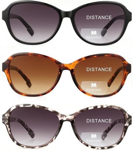 JOLISU 3 Pack Bifocal Reading Sunglasses for Women,2 in 1 Sun Readers with Spring Hinge & UV400 Protection in Kuwait