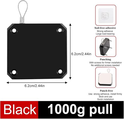 1 قطعة 500/800/1000 جرام سحب الباب أقرب لكمة خالية إغلاق انزلاق مزلاج شبكة للأجهزة المنزلية (أسود 1000) in Kuwait