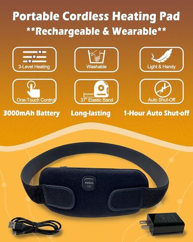 وسادة تدفئة كهربائية محمولة لفترة لاسلكية وسادة تدفئة لتشنجات الدورة الشهرية وتخفيف آلام الظهر فترة لاسلكية صغيرة قابلة لإعادة الشحن بطارية يمكن ارتداؤها تعمل ببطارية سوداء سفلية in Kuwait