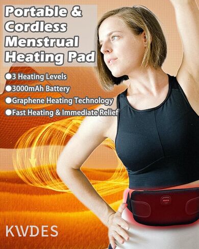 وسادة تدفئة كهربائية محمولة لفترة لاسلكية وسادة تدفئة لتشنجات الدورة الشهرية وتخفيف آلام الظهر فترة لاسلكية صغيرة قابلة لإعادة الشحن بطارية يمكن ارتداؤها تعمل ببطارية سوداء سفلية in Kuwait