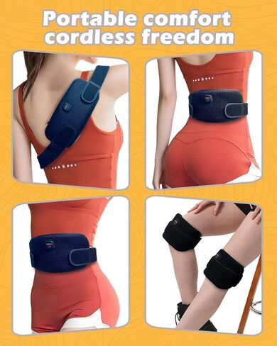 وسادة تدفئة كهربائية محمولة لفترة لاسلكية وسادة تدفئة لتشنجات الدورة الشهرية وتخفيف آلام الظهر فترة لاسلكية صغيرة قابلة لإعادة الشحن بطارية يمكن ارتداؤها تعمل ببطارية سوداء سفلية in Kuwait