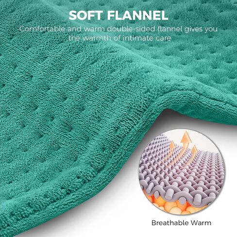 NOWWISH Heating Pad for Back, Period Cramps, Neck, Shoulder, Knee, 12x24 Inches Electric Throw with 6 Heat Settings, Timer and Auto Shut Off, Machine Washable, Birthday Gifts for Women, Green in Saudi Arabia