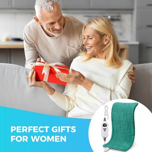 NOWWISH Heating Pad for Back, Period Cramps, Neck, Shoulder, Knee, 12x24 Inches Electric Throw with 6 Heat Settings, Timer and Auto Shut Off, Machine Washable, Birthday Gifts for Women, Green in Saudi Arabia