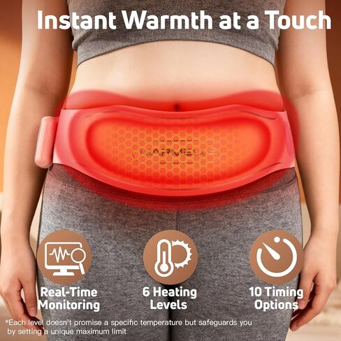 Heating Pad for Period Cramps, Portable Heating Pad for Back - Instant Soothing Menstrual Cramp Relief, Cordless Heating Pads Rechargeable - FSA Eligible and HSA Eligible in Saudi Arabia