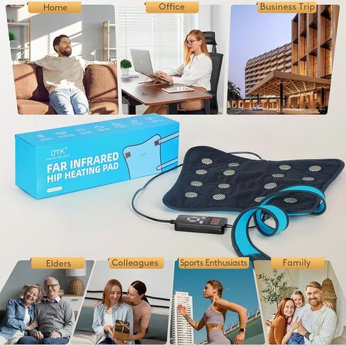 UTK Hip Heating Pad for Sciatica, Far Infrared Heating Pads with 16 Natural Jades & Smart Controller, Lower Back/Thigh/Buttock/Abdomen Electric Heat Pad for Women, FSA-HSA Eligible in Saudi Arabia