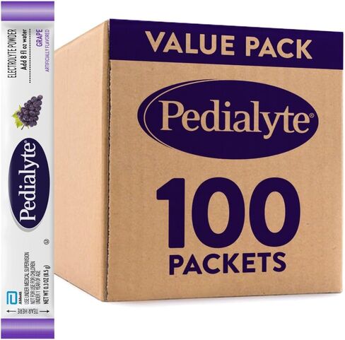Pedialyte Electrolyte Powder | Hydration Drink for Kids & Adults | Variety Pack: Grape, Strawberry Lemonade, and Orange, 24 Powder Packets in Kuwait