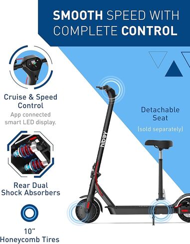 Hiboy KS4 Pro Electric Scooter, 500W Motor (750W Peak), 10" Honeycomb Tires, Up to 25 Miles Range, 19 MPH Foldable Electric Scooter for Adults with Hiboy App in Kuwait