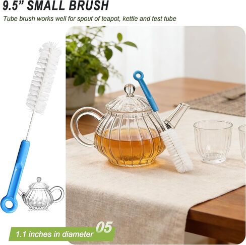 9Pcs Bottle Cleaning Brush Set with Long Handle, Nylon Tube Brush Cup Cleaner, Straw Brushes for Washing Narrow Neck Water Bottle Pipes Kettle Spout Cleaning in Saudi Arabia