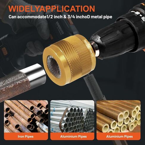 1/2" & 3/4" Copper Pipe Cleaner Set for Drill, with 1/4" Hex Shank & 8 Brush Blades& 2 Pipe Cleaning Brush, Plumbing Tools for Removing Rust, Stains & Paint from Copper & Metal Pipes (Yellow) in Saudi Arabia