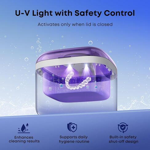 NEATEST Ultrasonic Retainer Cleaner Machine, 45kHz Ultrasonic Retainer with 350ml/11.8oz Stainless Steel Tank, 5 Adjustable Cleaning Cycles for Dentures, Aligners, Braces and Mouth Guards in Saudi Arabia