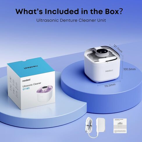 NEATEST Ultrasonic Retainer Cleaner Machine, 45kHz Ultrasonic Retainer with 350ml/11.8oz Stainless Steel Tank, 5 Adjustable Cleaning Cycles for Dentures, Aligners, Braces and Mouth Guards in Saudi Arabia
