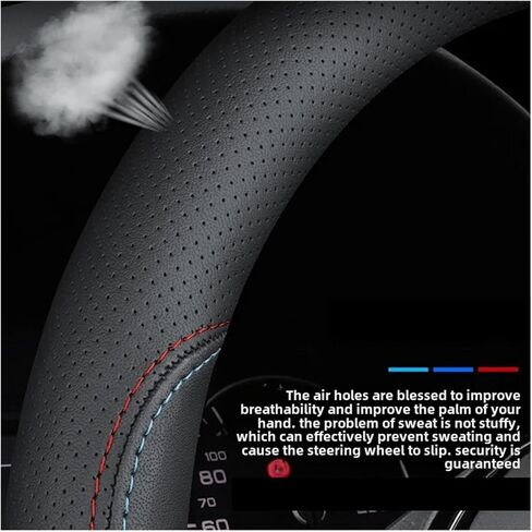 Compatible For Tesla Leather Steering Wheel Cover Model3/Model5/ModelX/ModelS Thin Car Accessories(Style 14) in Saudi Arabia
