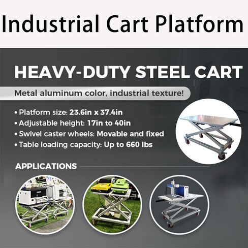 Work Height Platform Cart, Industrial Cart Platform with Wheels, Folding Platform Cart, 23.6in x 37.4in Heavy Duty Steel Cart, 660lbs Capacity for Heat Press, DTF Printer in Kuwait