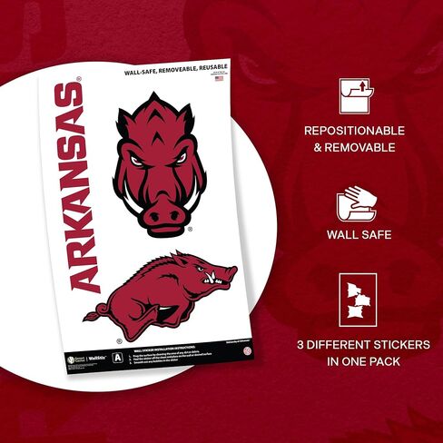 Desert Cactus University of Arkansas WallStix Razorbacks U of A Hogs Removable Wall Sticker 11x17 Vinyl Decal Indoor Outdoor Use (Design A) in Saudi Arabia
