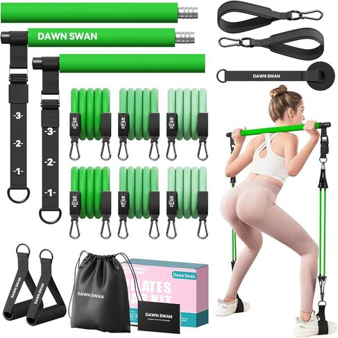 Pilates Bar Kit with Resistance Bands – Adjustable Home Gym Workout Equipment for Women & Men – Portable Pilates Equipment for Squats, Yoga & Full Body Toning in Saudi Arabia