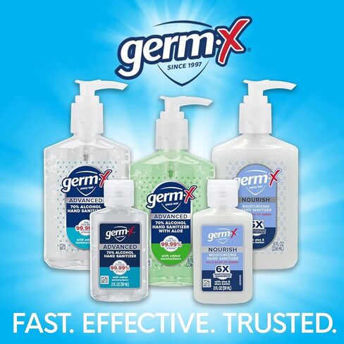 معقم اليدين المتطور Germ-X، 1 لتر (عبوة من 4 قطع)، جل شفاف مرطب أقل جفافًا، تركيبة لا تحتاج للشطف، زجاجة مضخة بحجم عائلي كبير in Kuwait