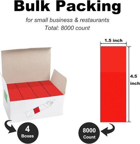 NATURALABEL Bulk Pack of 8,000, Self-Adhesive Napkin Bands for Small Business, Restaurants, Events - 4 Boxes, 2000 per Box (Red) in Kuwait