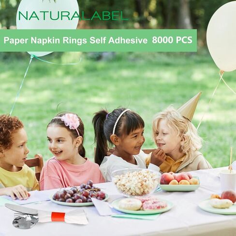 NATURALABEL Bulk Pack of 8,000, Self-Adhesive Napkin Bands for Small Business, Restaurants, Events - 4 Boxes, 2000 per Box (Red) in Kuwait