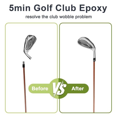 EIGTWEN 5min Golf Club Epoxy، 60+60ml قوة إضافية لعمود الجولف إيبوكسي، ينطبق على جميع رؤوس الملاعب والسائقين والمضارب والمكاوي، متوافق مع أعمدة الجرافيت والفولاذ (علاج سريع) in Kuwait