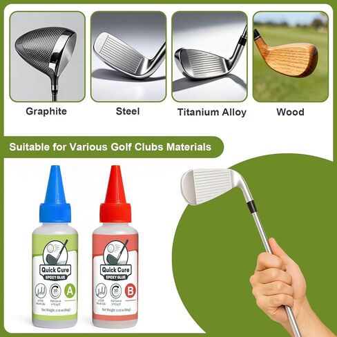 EIGTWEN 5min Golf Club Epoxy، 60+60ml قوة إضافية لعمود الجولف إيبوكسي، ينطبق على جميع رؤوس الملاعب والسائقين والمضارب والمكاوي، متوافق مع أعمدة الجرافيت والفولاذ (علاج سريع) in Kuwait