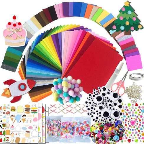 طقم ملاءمة الحرف - 80 ٪ من النسيج غير المنسوج ، و 40 لونًا في أحجام 2 (8x12 و 4x4 in) ، ومستلزمات الفنون والحرف DIY مع زخرفة - لمشاريع العطلات BZB in Kuwait