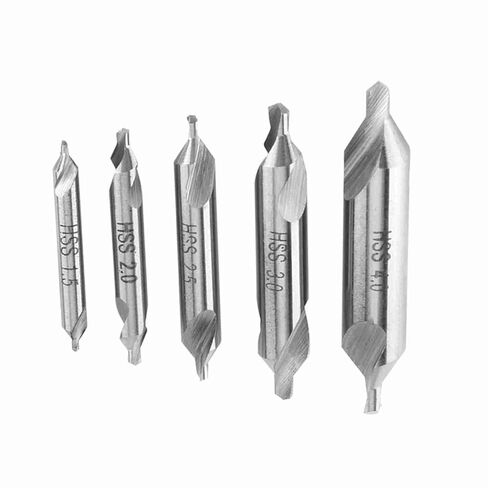 5pcs HighSpeed Steel Center Drill Bits Set 60 Degree Angle for Metalworking on Lathe Machines, Easy Cutting and Smooth Chip Removal in Saudi Arabia