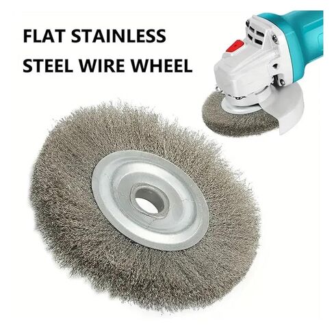 فرشاة عجلة سلكية مسطحة من الفولاذ المقاوم للصدأ مقاس 125 مم - أداة دوارة شديدة التحمل in Kuwait