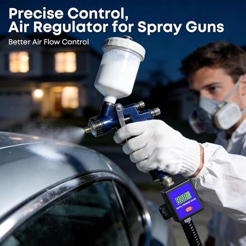 منظم ضغط الهواء 1/4 بوصة NPT منظم ضاغط الهواء مع مقياس منظم هواء قابل للتعديل 0-200 رطل لكل بوصة مربعة لبنادق الرش والحرفيين وتضخم الإطارات والأدوات الهوائية وصمام الصرف in Kuwait