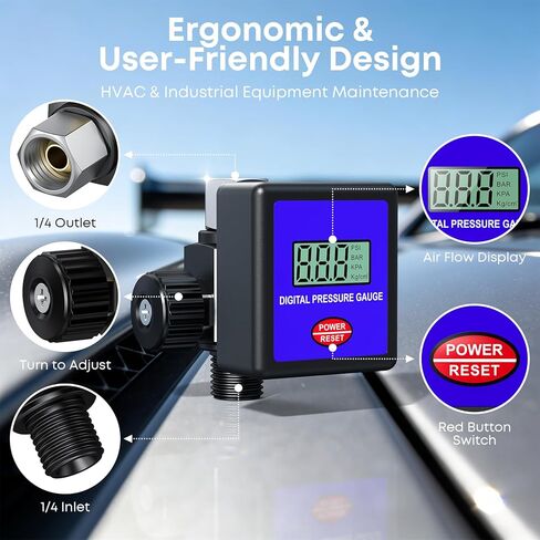 منظم ضغط الهواء 1/4 بوصة NPT منظم ضاغط الهواء مع مقياس منظم هواء قابل للتعديل 0-200 رطل لكل بوصة مربعة لبنادق الرش والحرفيين وتضخم الإطارات والأدوات الهوائية وصمام الصرف in Kuwait
