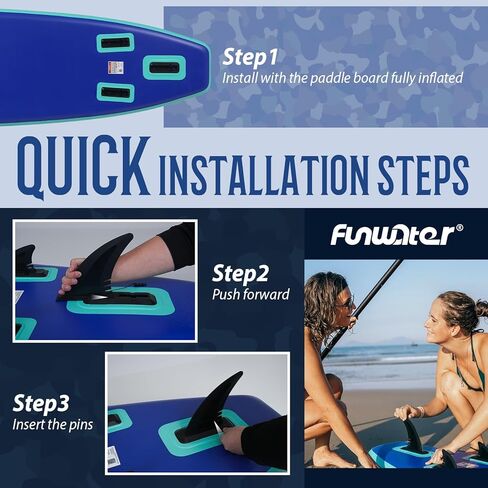 لوح تجديف قابل للنفخ من FunWater SUP، لوح تجديف قابل للنفخ خفيف للغاية مع ملحقات SUP وزعانف ومجداف قابل للتعديل ومضخة وحقيبة ظهر ومقود وحقيبة هاتف مقاومة للماء (أزرق) in Saudi Arabia