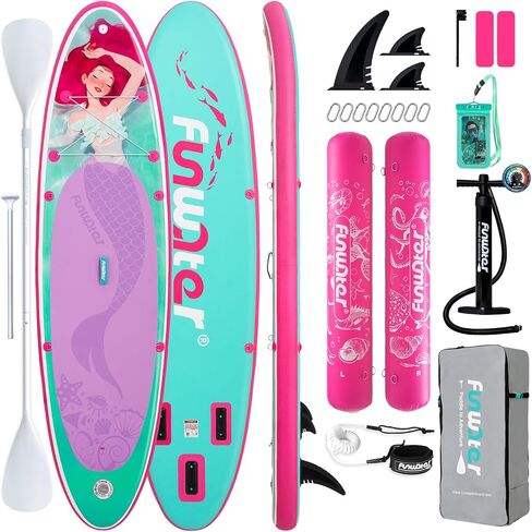 لوح التجديف القابل للنفخ من FunWater SUP مقاس 10'6×33×6" لوح تجديف قابل للنفخ خفيف للغاية مع ملحقات ISUP وزعانف ومجداف قابل للتعديل ومضخة وحقيبة ظهر in Saudi Arabia