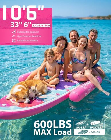 لوح التجديف القابل للنفخ من FunWater SUP مقاس 10'6×33×6" لوح تجديف قابل للنفخ خفيف للغاية مع ملحقات ISUP وزعانف ومجداف قابل للتعديل ومضخة وحقيبة ظهر in Saudi Arabia