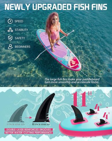 لوح التجديف القابل للنفخ من FunWater SUP مقاس 10'6×33×6" لوح تجديف قابل للنفخ خفيف للغاية مع ملحقات ISUP وزعانف ومجداف قابل للتعديل ومضخة وحقيبة ظهر in Saudi Arabia