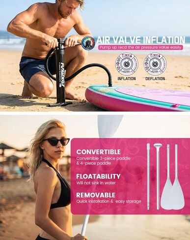 لوح التجديف القابل للنفخ من FunWater SUP مقاس 10'6×33×6" لوح تجديف قابل للنفخ خفيف للغاية مع ملحقات ISUP وزعانف ومجداف قابل للتعديل ومضخة وحقيبة ظهر in Saudi Arabia