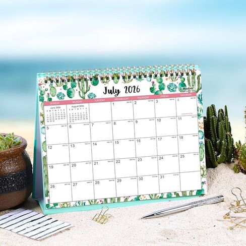 2024-2025 Desk Calendar - Standing Flip Desktop Calendar 2024-2025, Jul. 2024 to Dec. 2025, 9.8" x 8.3", 18 Month Desktop Calendar with Thick Paper, Memoranda Lined Pages, Strong Twin-Wire Binding, Ruled Writing Space in Saudi Arabia