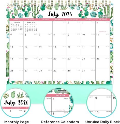 2024-2025 Desk Calendar - Standing Flip Desktop Calendar 2024-2025, Jul. 2024 to Dec. 2025, 9.8" x 8.3", 18 Month Desktop Calendar with Thick Paper, Memoranda Lined Pages, Strong Twin-Wire Binding, Ruled Writing Space in Saudi Arabia