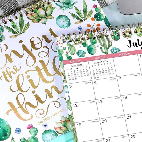 2024-2025 Desk Calendar - Standing Flip Desktop Calendar 2024-2025, Jul. 2024 to Dec. 2025, 9.8" x 8.3", 18 Month Desktop Calendar with Thick Paper, Memoranda Lined Pages, Strong Twin-Wire Binding, Ruled Writing Space in Saudi Arabia