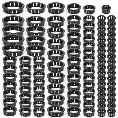 110 قطعة من حلقة جلبة الكابل الأسود، كابلات حماية الكابلات المفاجئة في الحبل 6 مقاس 1/2 بوصة، 3/4 بوصة، 7/8 بوصة، 1-1/2 بوصة، 1-3/4 بوصة، 2 بوصة in Kuwait