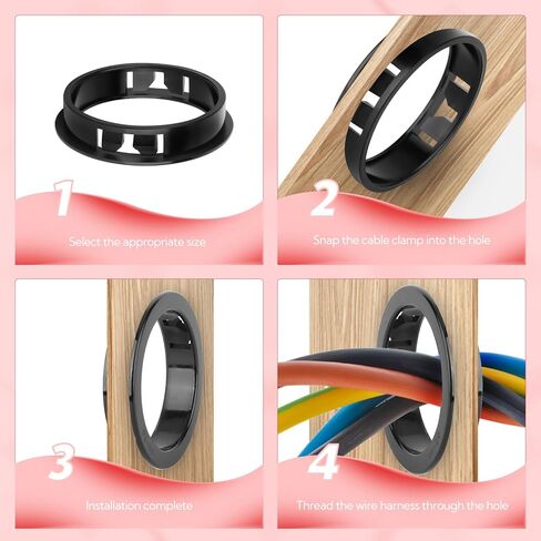 110 قطعة من حلقة جلبة الكابل الأسود، كابلات حماية الكابلات المفاجئة في الحبل 6 مقاس 1/2 بوصة، 3/4 بوصة، 7/8 بوصة، 1-1/2 بوصة، 1-3/4 بوصة، 2 بوصة in Kuwait